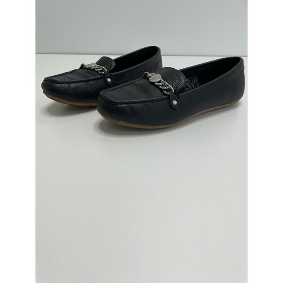 Nautica Raintree Logo Chain Loafer Shoes Slip On Flats Black Women's Sz US 7.5 - Picture 3 of 6
